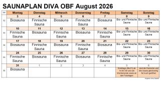 Saunaplan BUP Diva August 2026